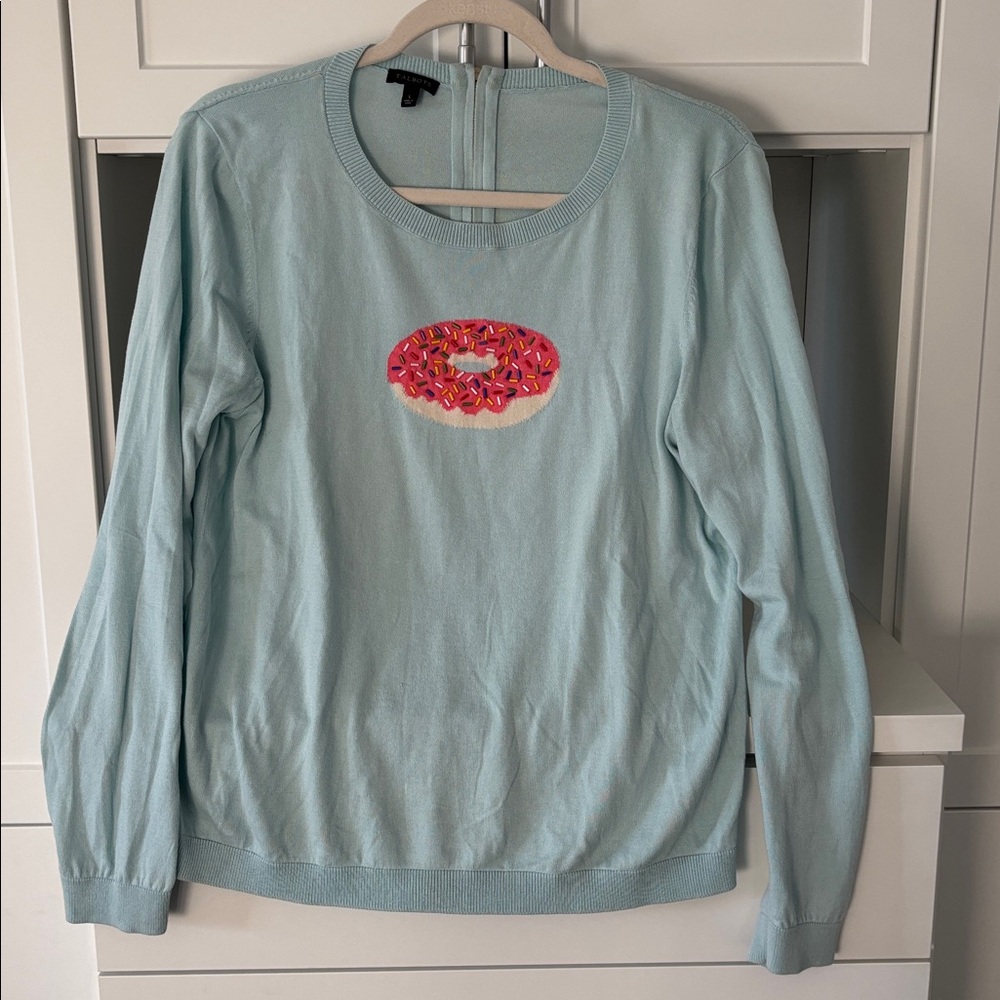 Talbots Light Blue Sweater with Pink Embellishment